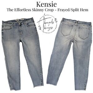 Kensie Jeans Womens 12‎ Light Skinny Crop Frayed Ankle Split Hem 90's Preppy y2k